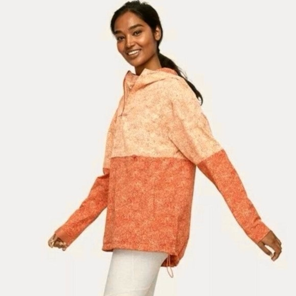 Outdoor Voices. Rectrek Orange Pebbled Canyon Hoodie Anorak Jacket. Medium.